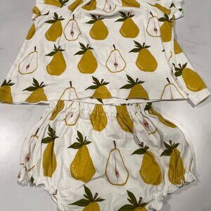 Milkbarn Water Lily Bamboo Dress & Bloomer Set Baby Girls 6-12M Multi Pear Print